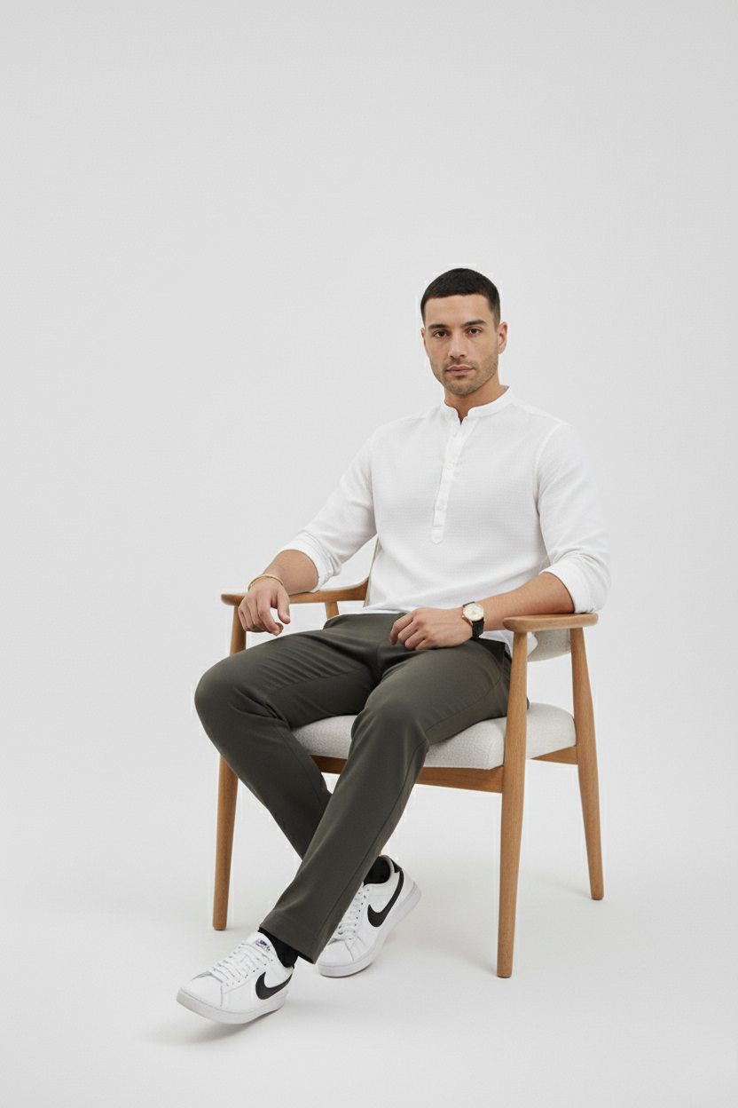 Mens Mandarin Collar Short Kurta