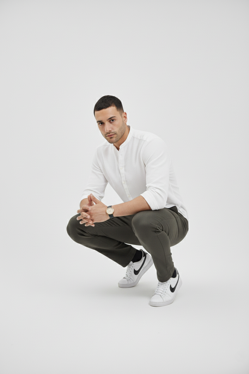 Mens Mandarin Collar Short Kurta