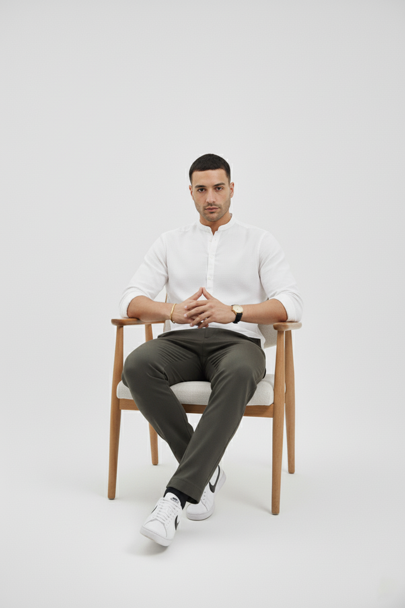 Mens Mandarin Collar Short Kurta