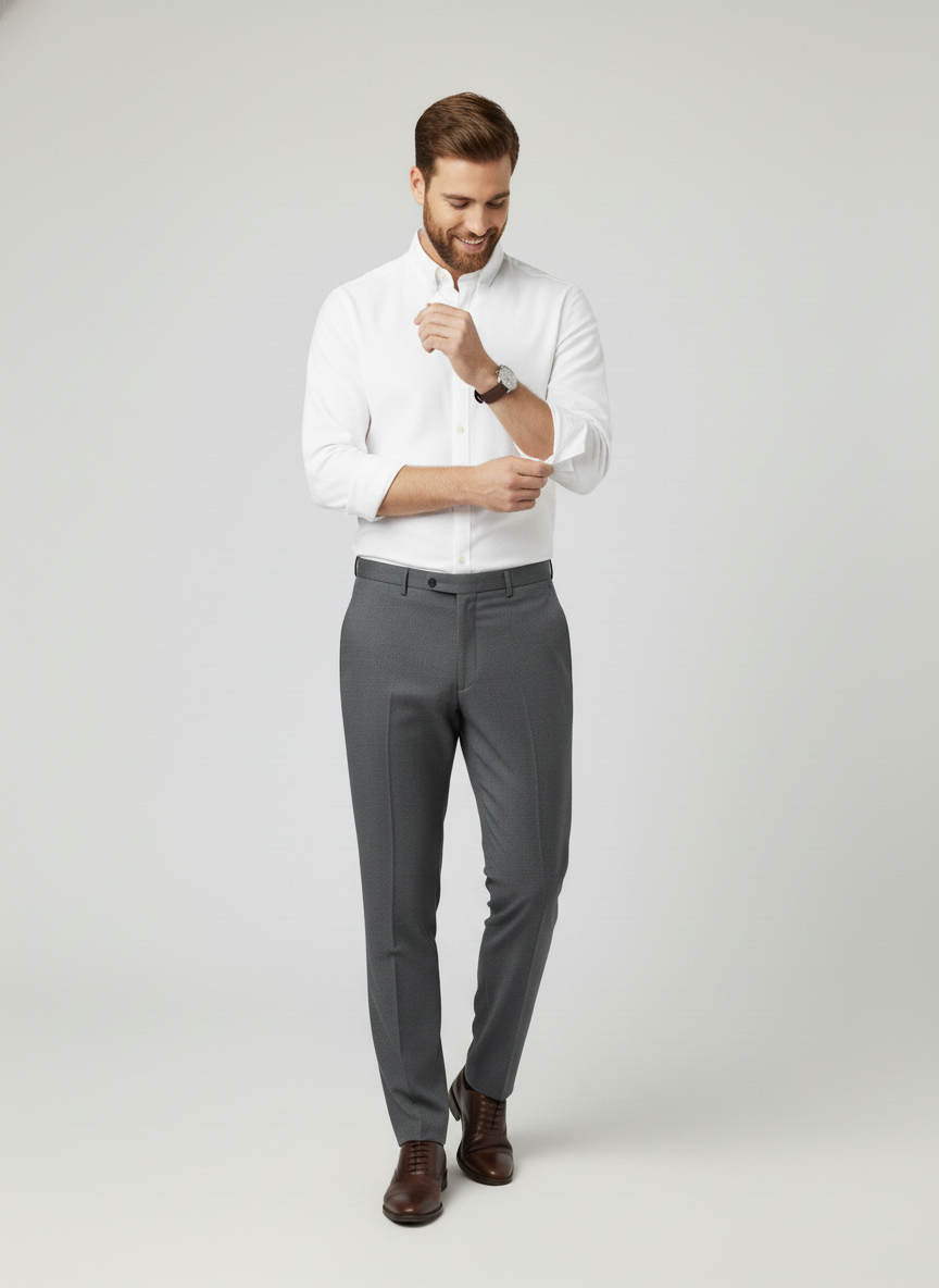 White Casual/Semi-Formal Pure Cotton Shirt