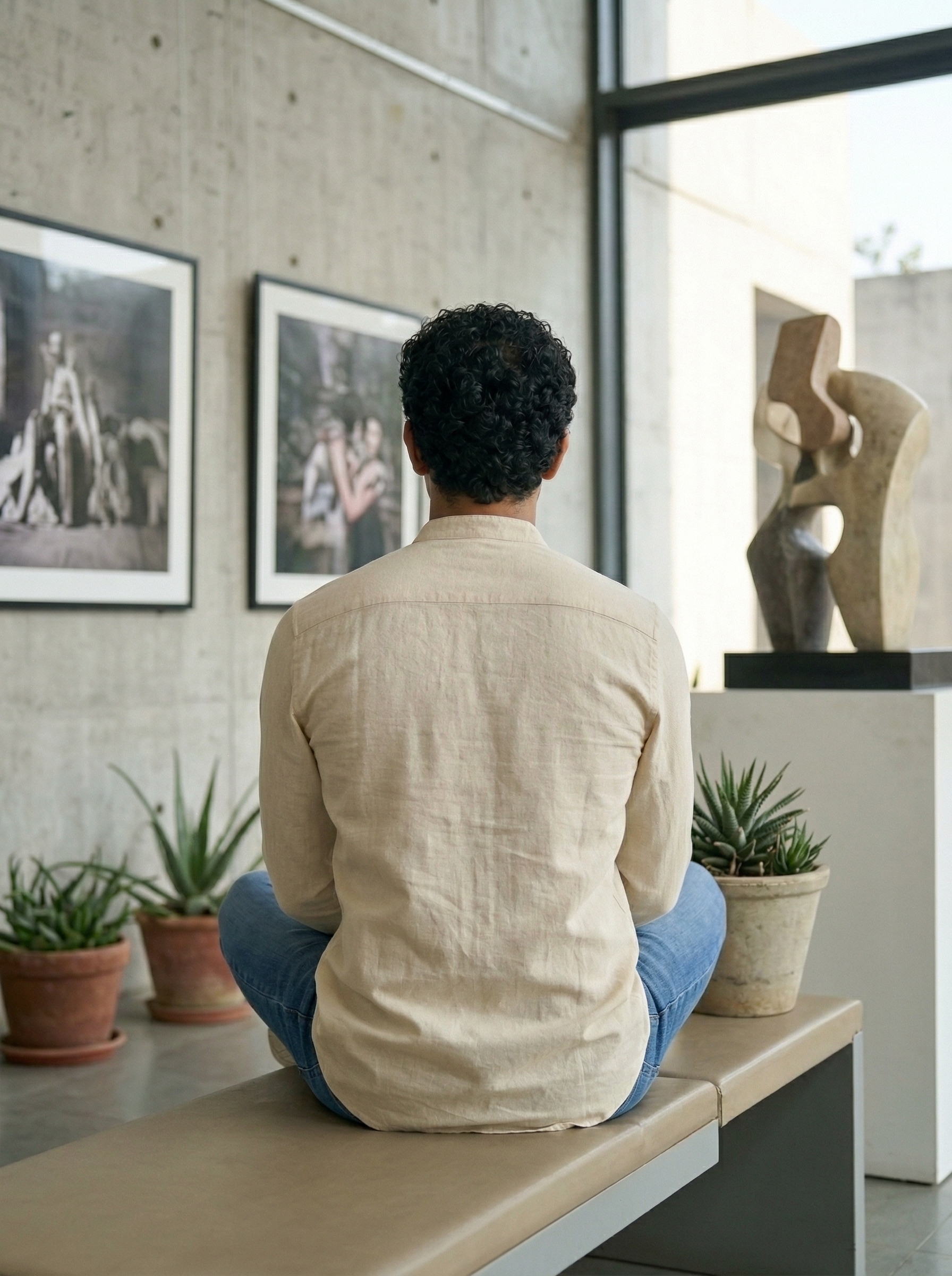 Mens Beige Khadi Pure Cotton Kurta